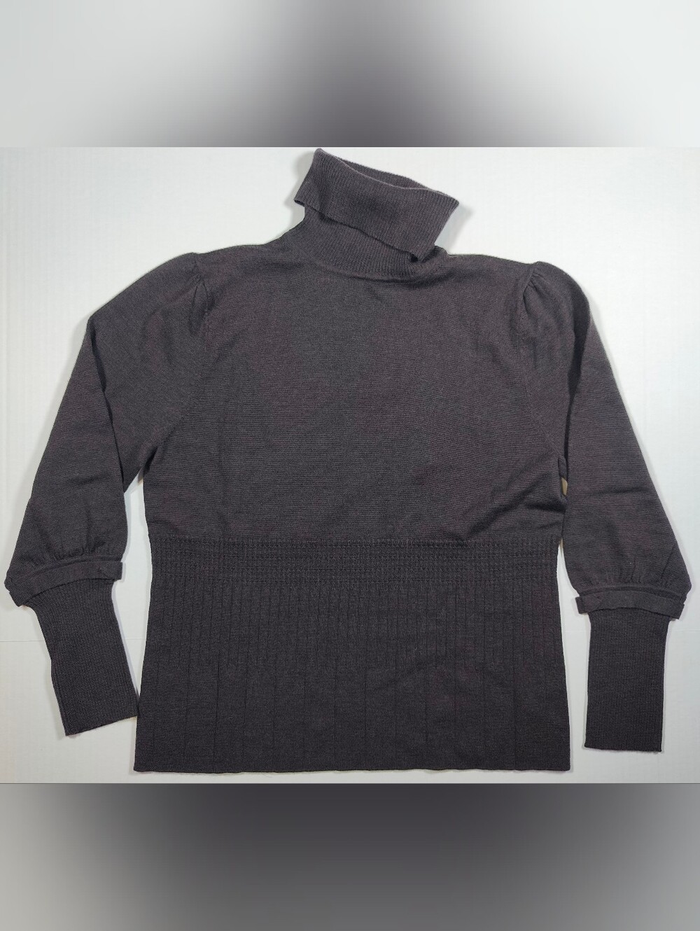 NWT Pendleton Women 100% Wool Brown Balloon Sleeve Turtleneck Size L